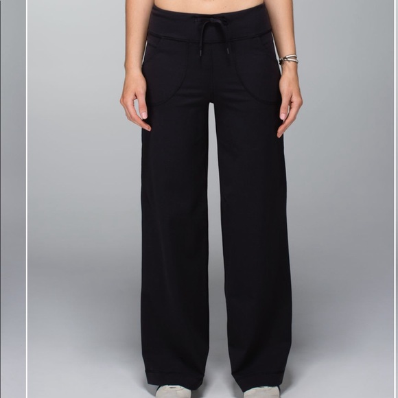 Lululemon Black Drawstring Still Wide Leg Yoga Pants size 12